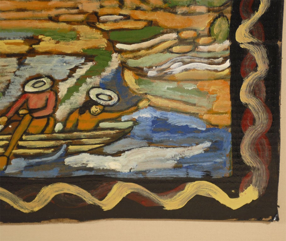 20th Century Folk Art Island Painting;  Savannah African-American Rudy Bostic For Sale