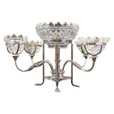 Crystal & Silver-Plate Epergne with Five Baskets, c. 1890