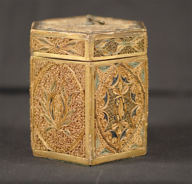 Hexagonal Rolled Paper Tea Caddy c. 1780 1