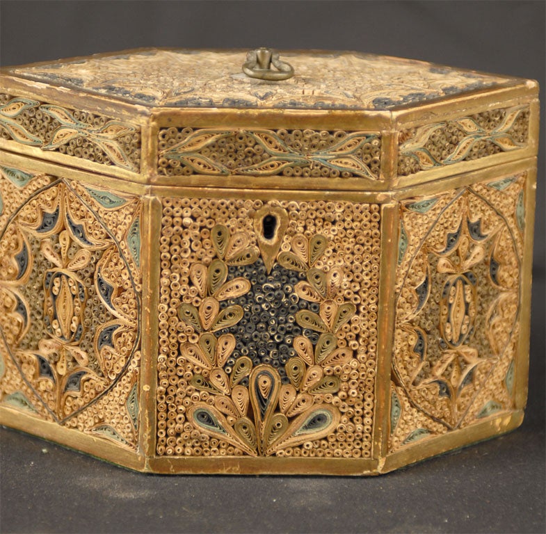 Hexagonal Rolled Paper Tea Caddy c. 1780 5