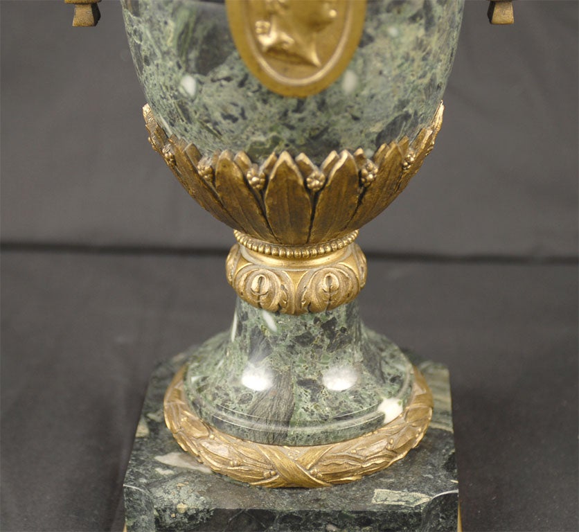 French Gilt-Bronze mounted Green Marble Cassolette, c. 1850 1