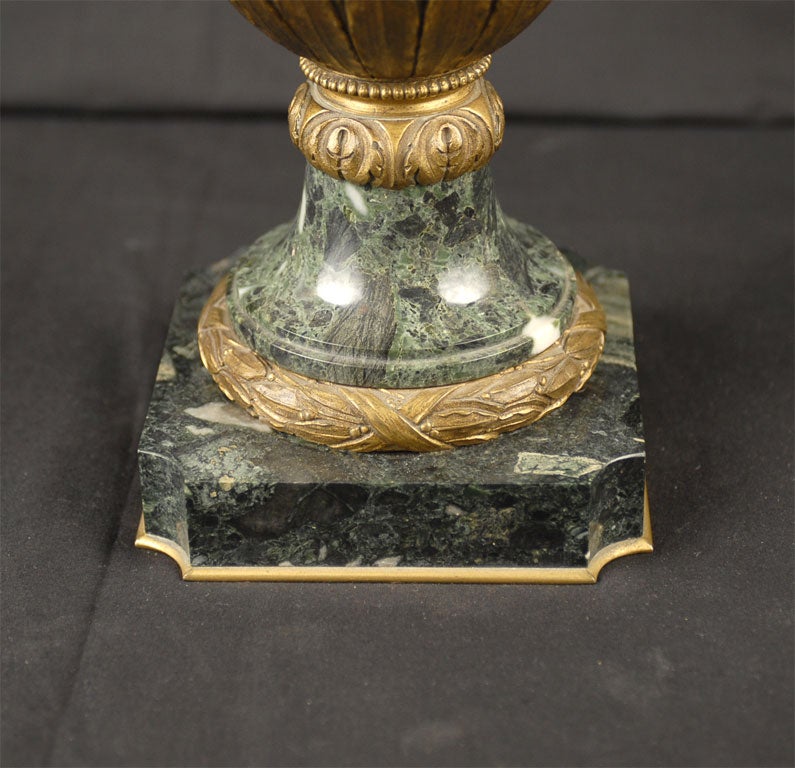 French Gilt-Bronze mounted Green Marble Cassolette, c. 1850 2