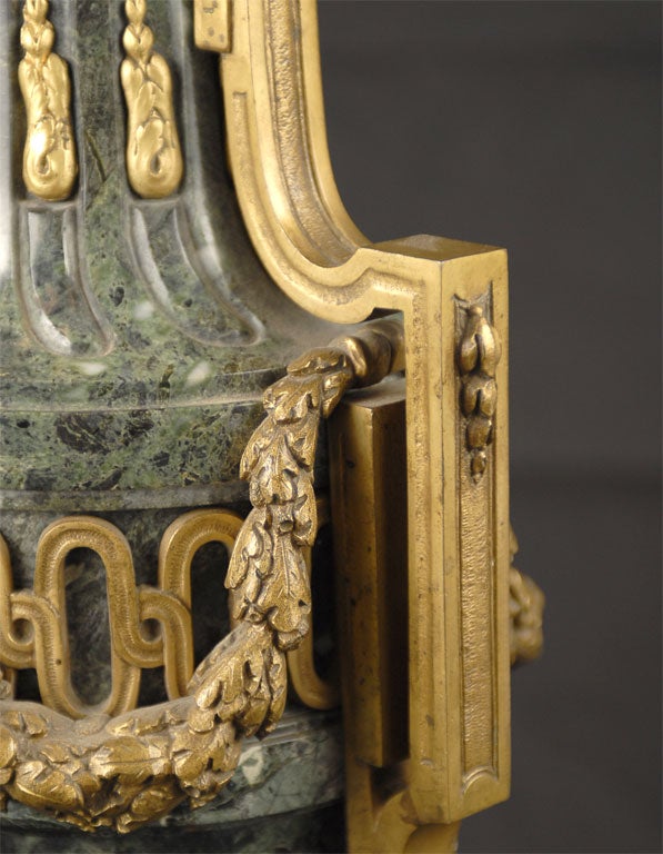 French Gilt-Bronze mounted Green Marble Cassolette, c. 1850 4
