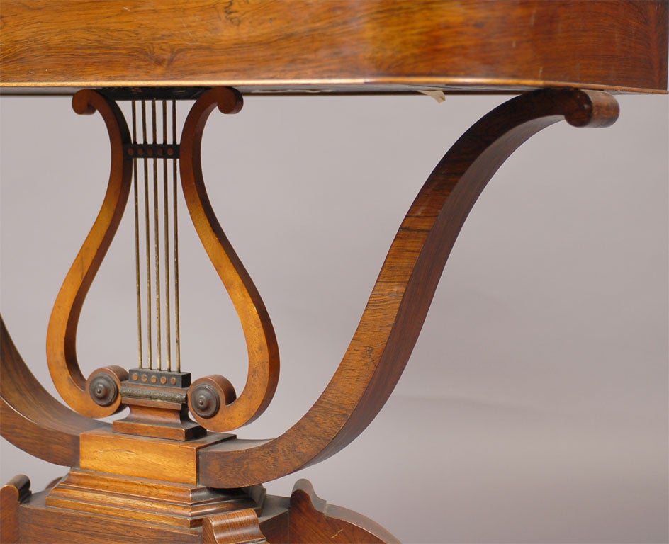 Regency Game table in Inlaid Rosewood and Lyre Pedestal, c. 1820 1