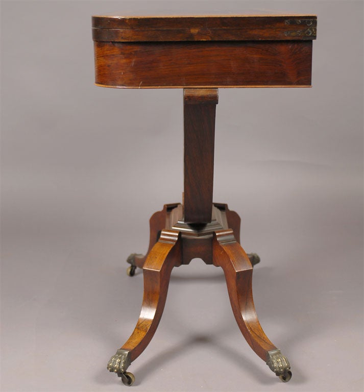 Regency Game table in Inlaid Rosewood and Lyre Pedestal, c. 1820 5