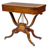 Regency Game table in Inlaid Rosewood and Lyre Pedestal, c. 1820