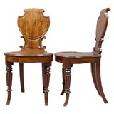 Pair George IV Shield-Back Hall Chairs in Mahogany, c. 1830