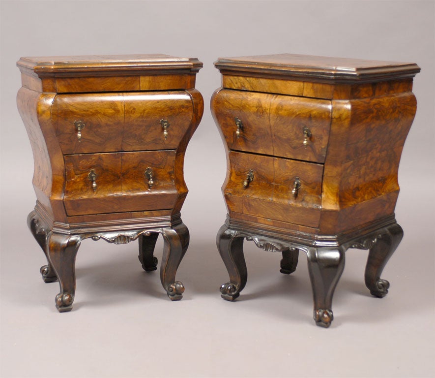 Pair Italian Bedside Commodes in Walnut, c. 1880