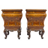 Pair Italian Bedside Commodes in Walnut, c. 1880