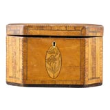 Georgian Satinwood Tea Caddy with Lily of the Valley Inlay