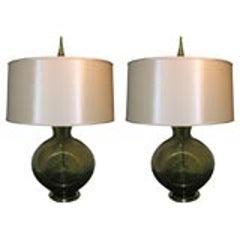 Pair of Modernist Art Glass Table Lamps by Blenko 5