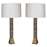 Pair of Modernist Bronze Architectural Table Lamps l 6