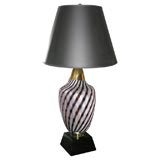 Lilac and White Strip Murano glass Lamp