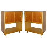 Pair of Maple Stacked, Cabinets with Sliding Doors