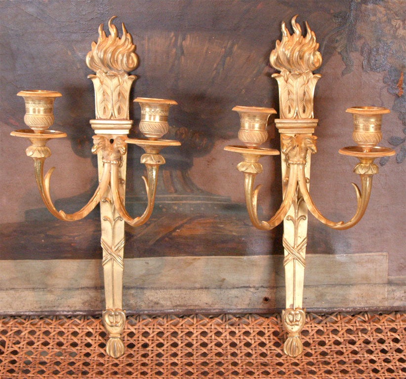 Pair Bronze Dore Sconces