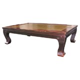 Antique Elmwood Coffee Table with Bamboo Top