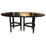 Walnut Dining Table with Ebonized Edge by Harvey Probber