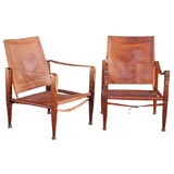 Pair of Kaare Klint "safari" leather chairs