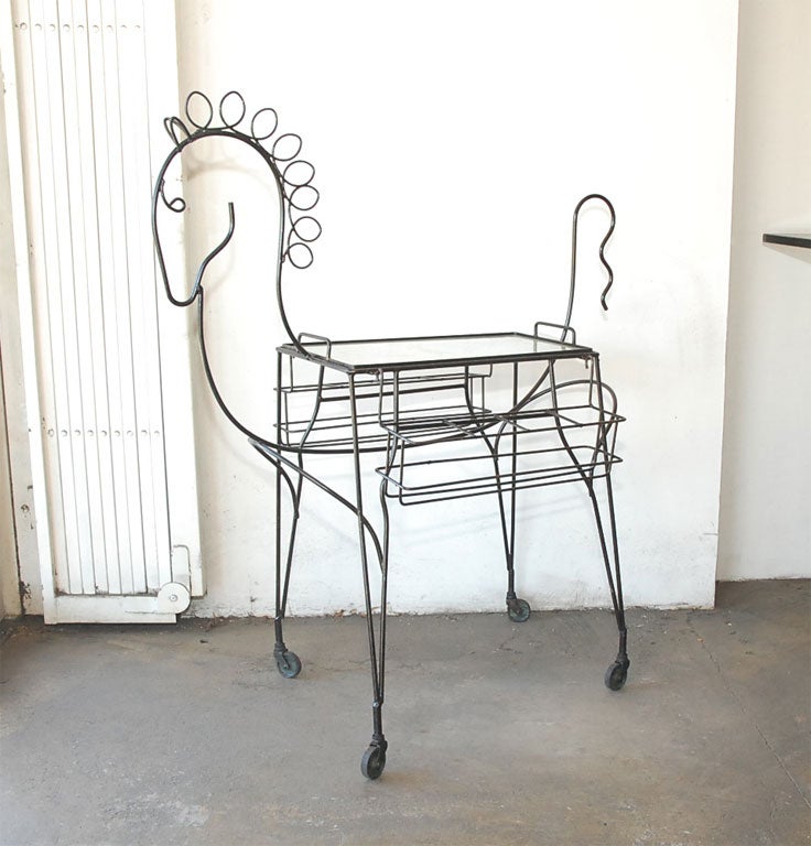 Very nice  bar cart in iron by FREDERIC wEINBERG.