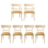 Set of Six White Lacquer Klismos Dining Chairs