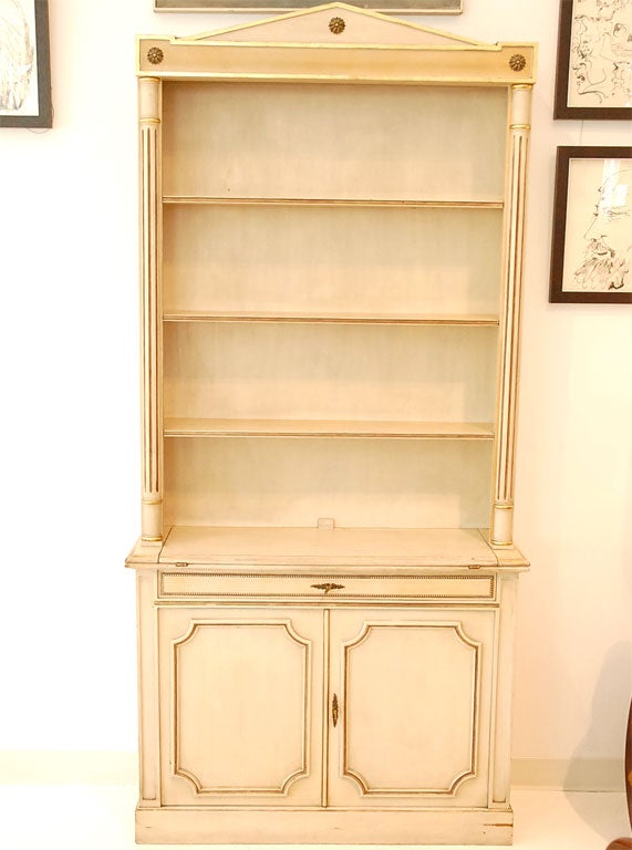 French Signed Maison Jansen Bookcase with 22K Gold Accents