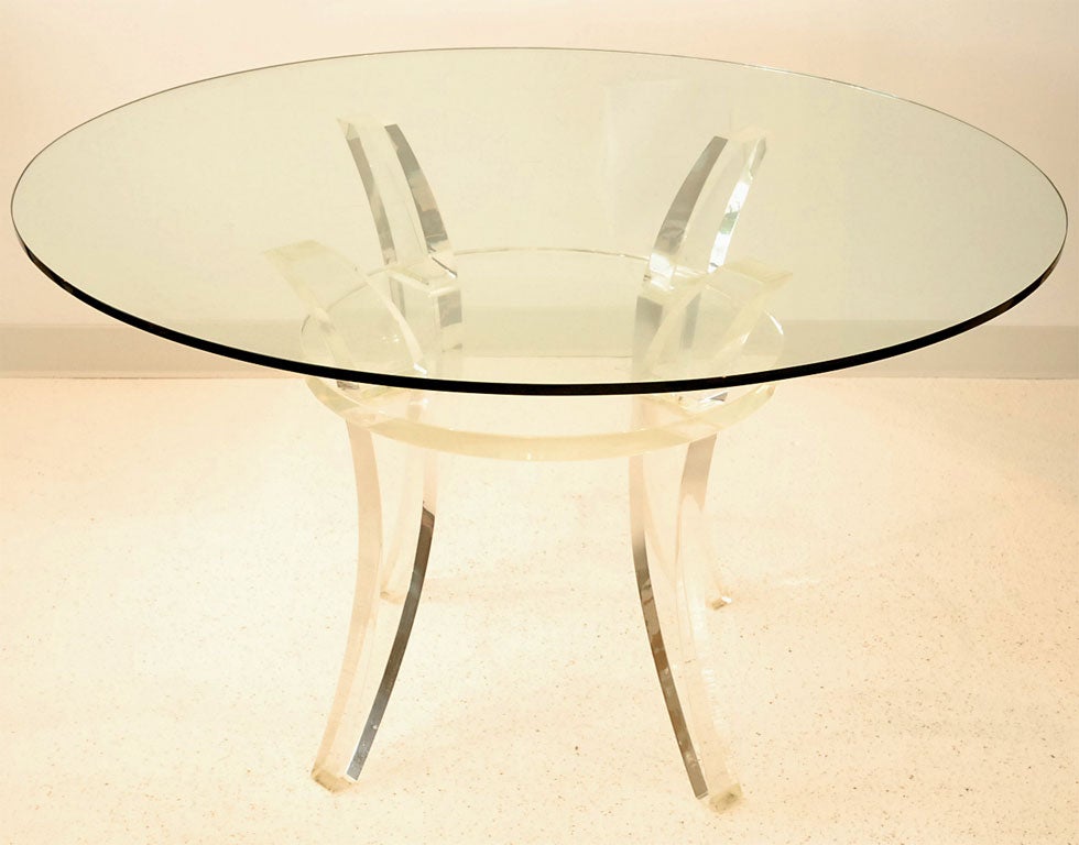 Glass Top Dining Table with Lucite Base