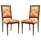 Set of Ten Carved Wood Dining Chairs after Louis XVI