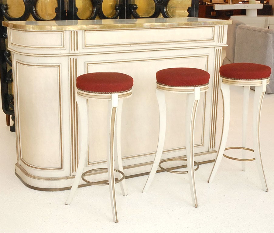 A Marble-Topped Bar and Stools by Maison Jansen