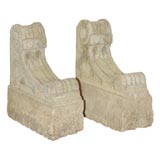 Pair of French Neoclassical Period Painted Limestone Corbels