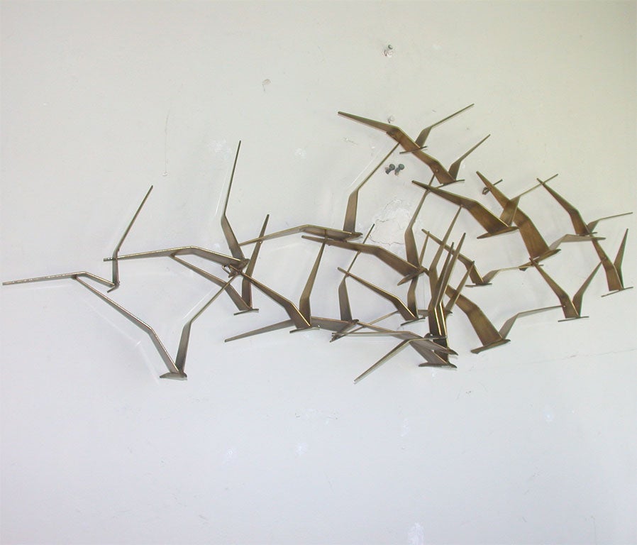 Mid-20th Century Brass Sea Gulls Wall Sculpture by Jere'