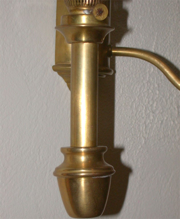 Pair of Brass Sconces with White Glass Shades 1