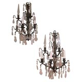 Pair of Iron and Crystal Sconces