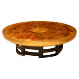 Vintage Gold Leafed Drum Cocktail Table by Theodore Muller