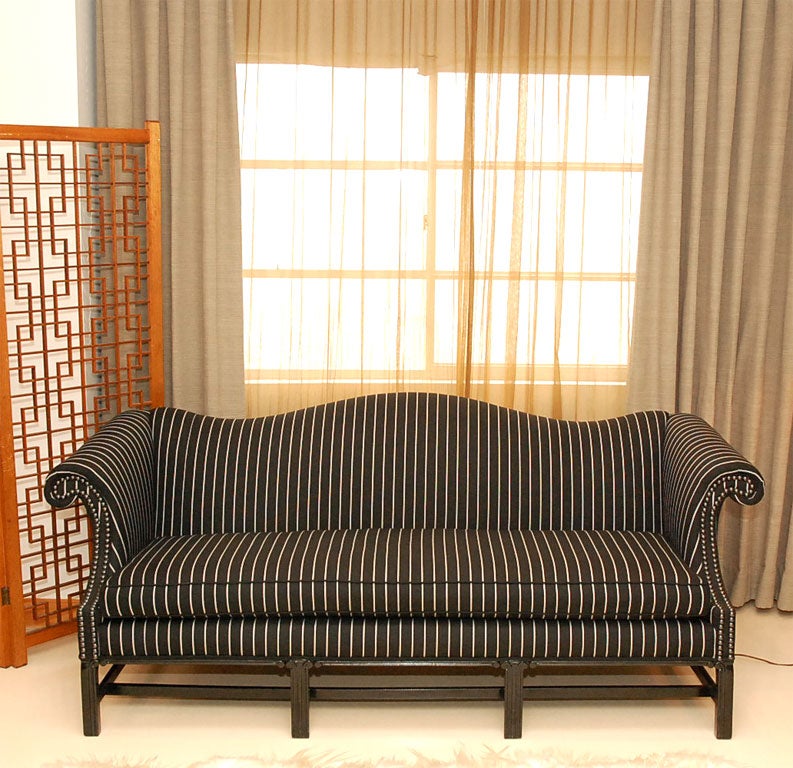 Wood Striped Chippendale Sofa
