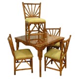 Victorian Bamboo Table and Four Bamboo Chairs