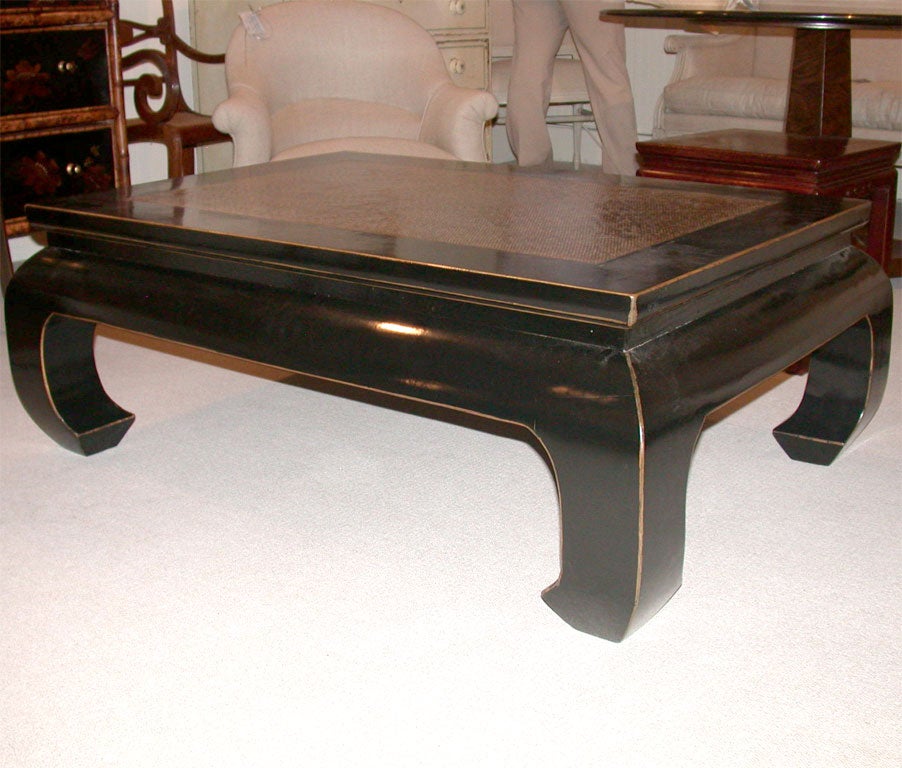 Chow Coffee Table with Lacquered Sea Grass inlay. China Circa 1900, Graceful legs, and a truly stunning piece.