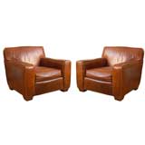 Pair of  Leather Club Chairs