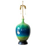 Retro Pair of Peacock Colored Table Lamps