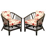 Beautiful Vintage Black Bamboo Chairs