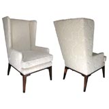 Vintage circa 1950's Tommi Parzinger pair wing chairs in velvet.