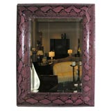 Mirror with Frame Covered in Aubergine Python by Karl Springer