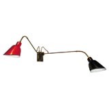 Vintage Sconce with Adjusting Black and Red Shades by Stilnovo