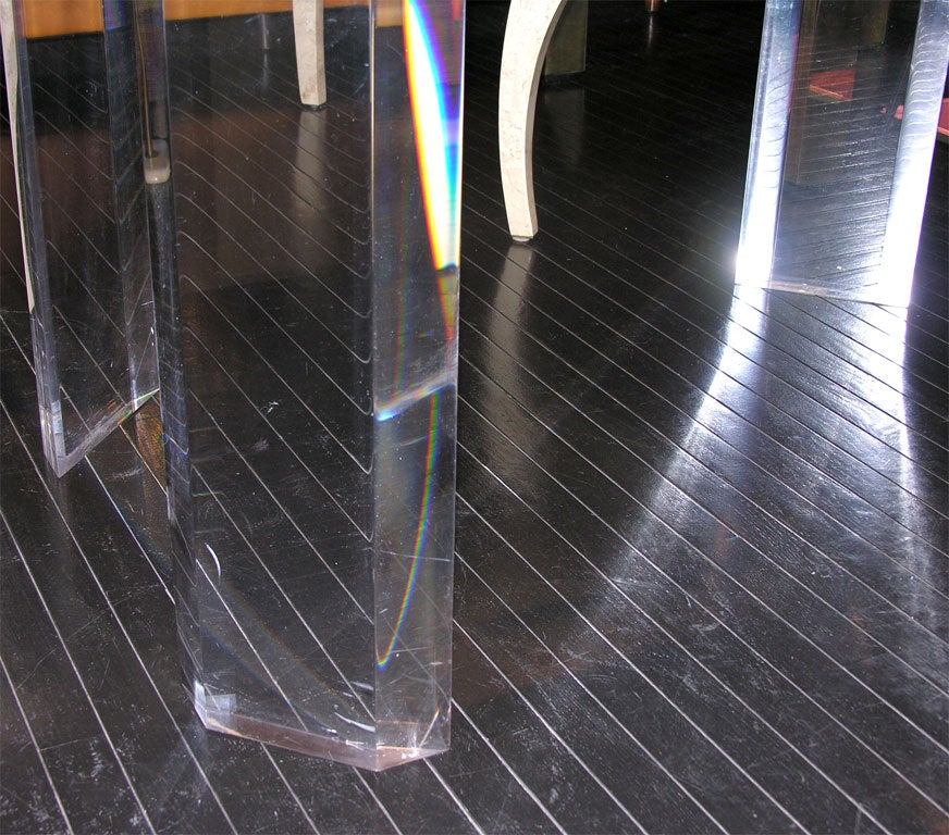 Game Table in Thick Lucite with Suede Backgammon Table