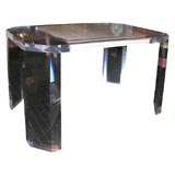 Game Table in Thick Lucite with Suede Backgammon Table