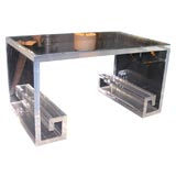 Coffee Table with Scrolled Ends and Glass top by Karl Springer