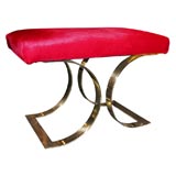 J.M.F. Bench with Red Pony Skin Seat by Karl Springer