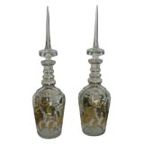 Pair of Bohemian Monumental Crystal Decanters