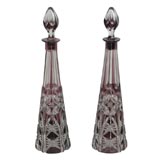 Pair French Amethyst Crystal Decanters