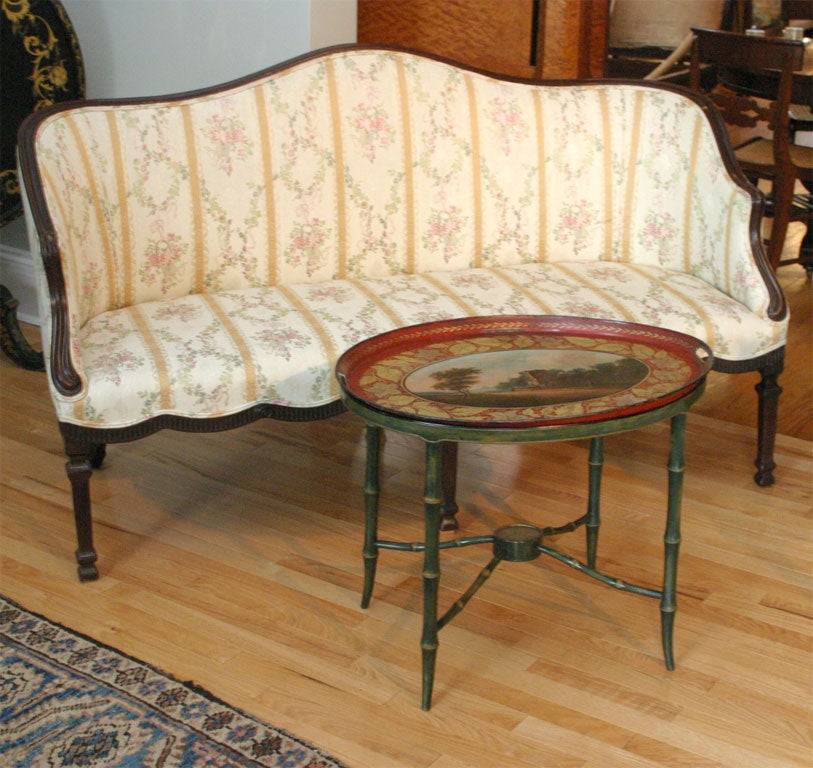 Scenic Tole Tray and Stand Serving/Coffee Table