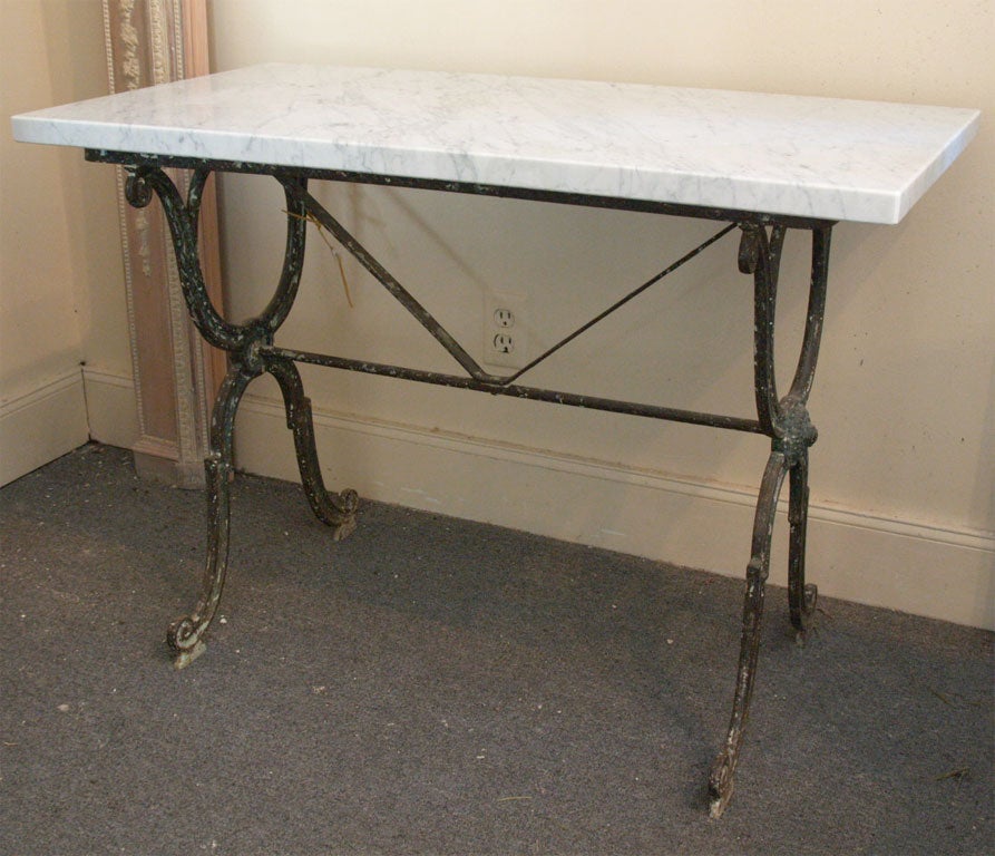 Iron console table with marble top